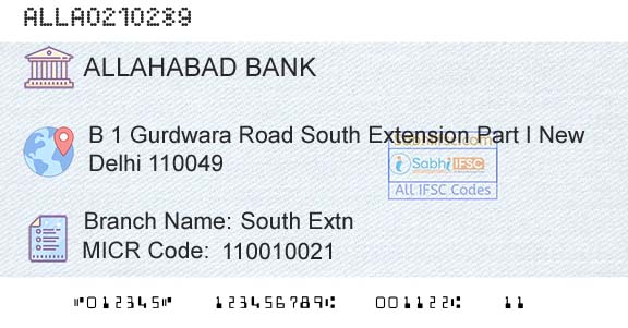 Allahabad Bank South ExtnBranch 