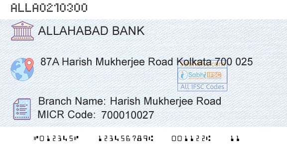 Allahabad Bank Harish Mukherjee RoadBranch 