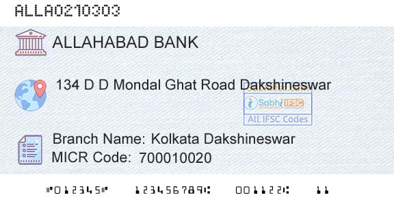 Allahabad Bank Kolkata DakshineswarBranch 