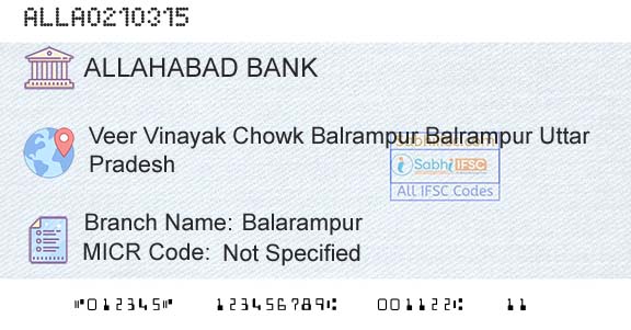 Allahabad Bank BalarampurBranch 