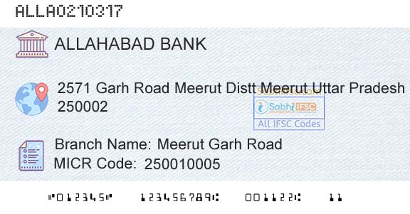 Allahabad Bank Meerut Garh RoadBranch 
