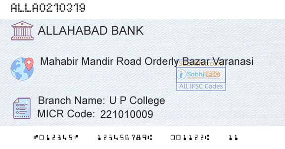 Allahabad Bank U P CollegeBranch 