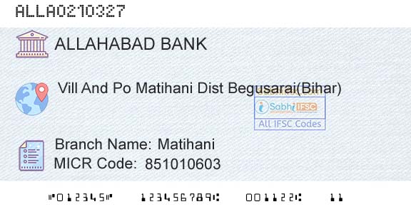Allahabad Bank MatihaniBranch 
