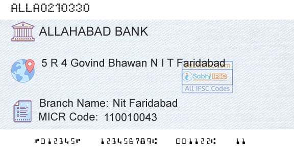 Allahabad Bank Nit FaridabadBranch 