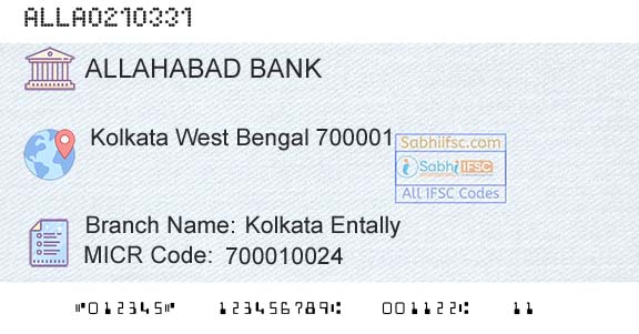 Allahabad Bank Kolkata EntallyBranch 