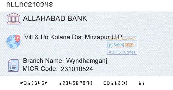 Allahabad Bank WyndhamganjBranch 
