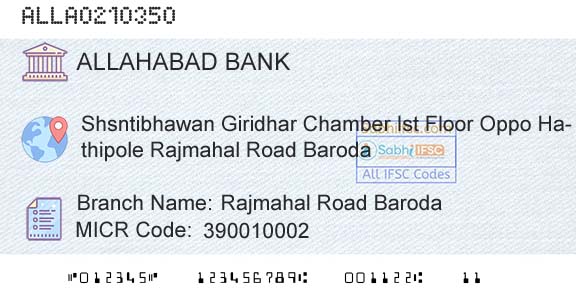 Allahabad Bank Rajmahal Road BarodaBranch 