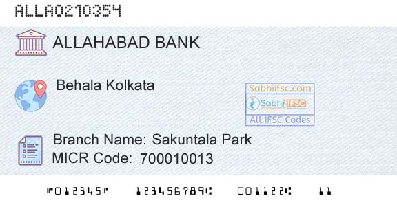 Allahabad Bank Sakuntala ParkBranch 