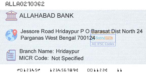 Allahabad Bank HridaypurBranch 
