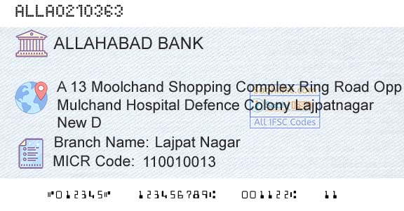 Allahabad Bank Lajpat NagarBranch 