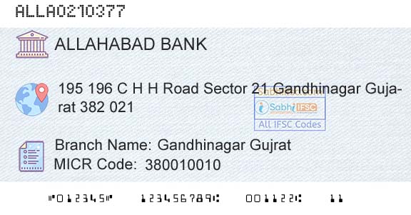 Allahabad Bank Gandhinagar GujratBranch 
