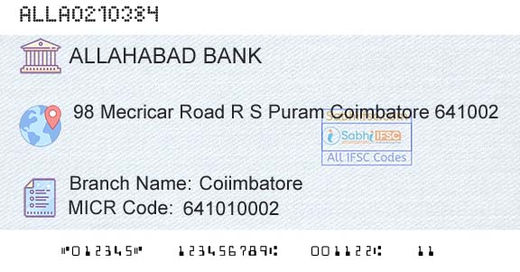 Allahabad Bank CoiimbatoreBranch 