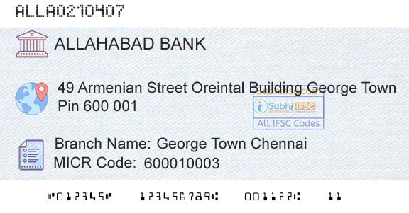 Allahabad Bank George Town ChennaiBranch 