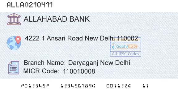 Allahabad Bank Daryaganj New DelhiBranch 