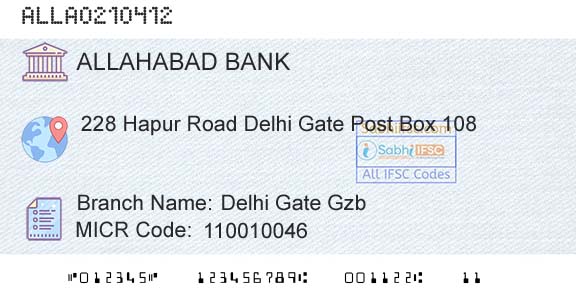 Allahabad Bank Delhi Gate GzbBranch 