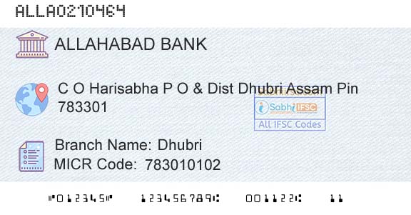 Allahabad Bank DhubriBranch 