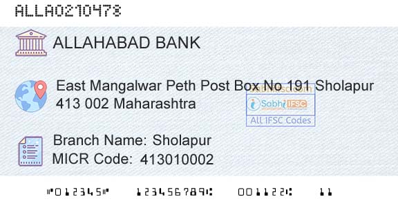 Allahabad Bank SholapurBranch 