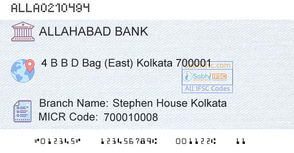 Allahabad Bank Stephen House KolkataBranch 