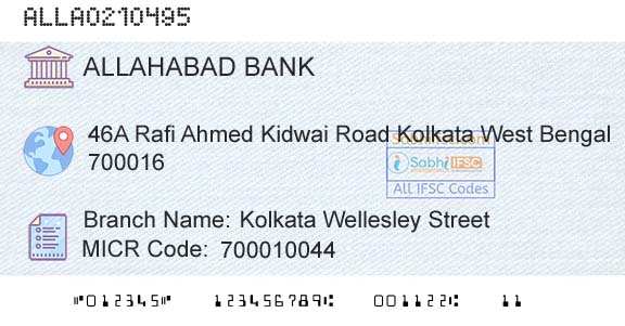 Allahabad Bank Kolkata Wellesley StreetBranch 
