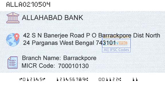 Allahabad Bank BarrackporeBranch 