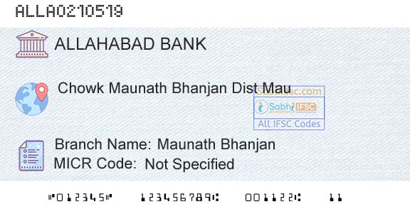Allahabad Bank Maunath BhanjanBranch 