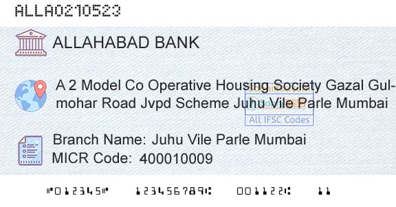 Allahabad Bank Juhu Vile Parle MumbaiBranch 