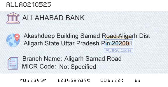 Allahabad Bank Aligarh Samad RoadBranch 