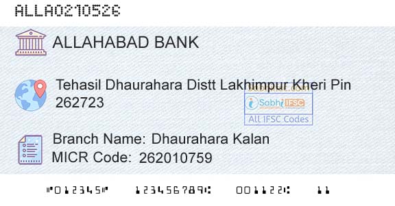 Allahabad Bank Dhaurahara KalanBranch 