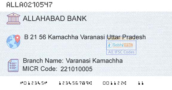 Allahabad Bank Varanasi KamachhaBranch 