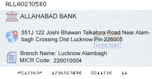 Allahabad Bank Lucknow AlambaghBranch 