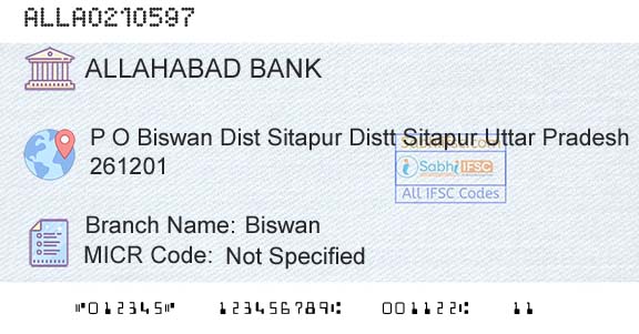 Allahabad Bank BiswanBranch 