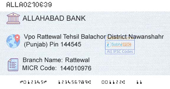 Allahabad Bank RattewalBranch 