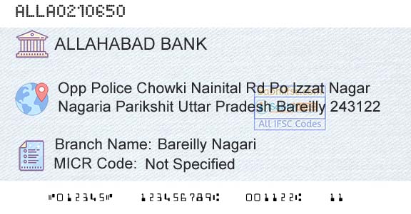Allahabad Bank Bareilly NagariBranch 