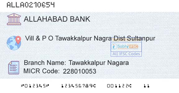 Allahabad Bank Tawakkalpur NagaraBranch 