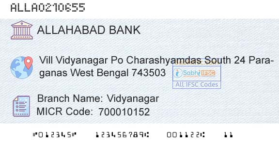 Allahabad Bank Vidyanagar Branch 