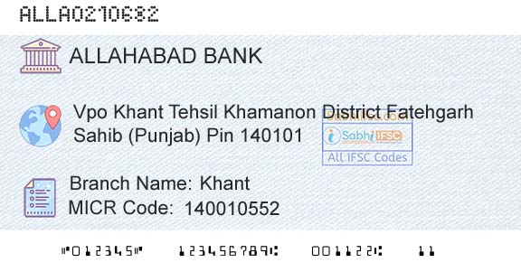 Allahabad Bank KhantBranch 