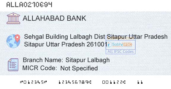 Allahabad Bank Sitapur LalbaghBranch 