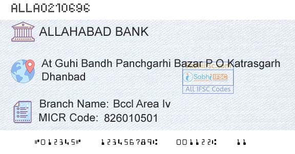 Allahabad Bank Bccl Area IvBranch 