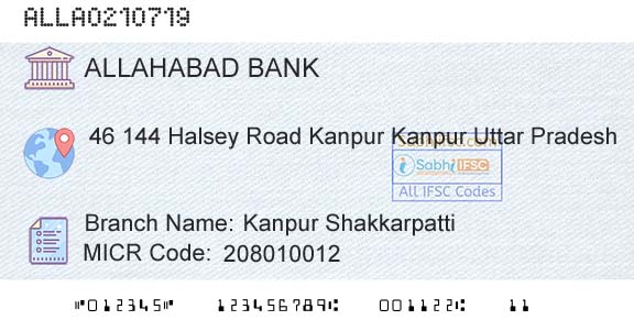 Allahabad Bank Kanpur ShakkarpattiBranch 