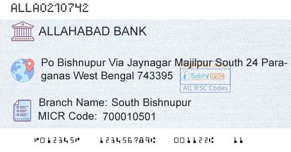 Allahabad Bank South BishnupurBranch 