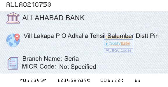 Allahabad Bank SeriaBranch 