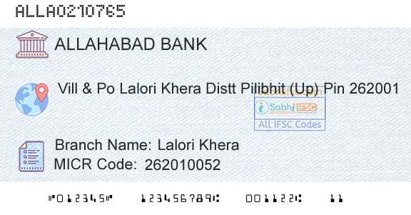 Allahabad Bank Lalori Khera Branch 