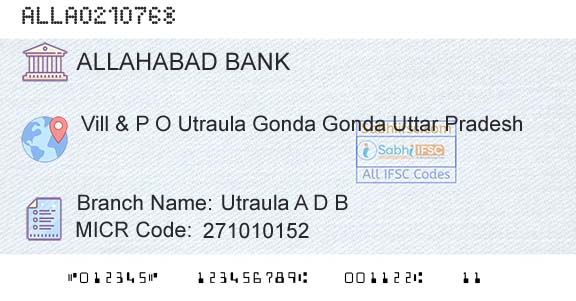 Allahabad Bank Utraula A D B Branch 