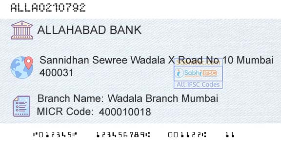Allahabad Bank Wadala Branch MumbaiBranch 