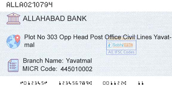 Allahabad Bank YavatmalBranch 