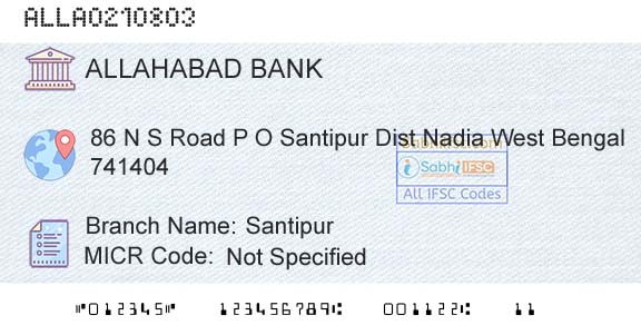 Allahabad Bank SantipurBranch 