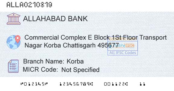 Allahabad Bank KorbaBranch 