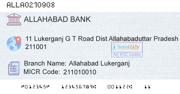 Allahabad Bank Allahabad LukerganjBranch 