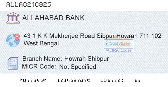 Allahabad Bank Howrah ShibpurBranch 