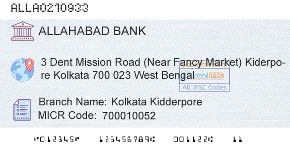 Allahabad Bank Kolkata KidderporeBranch 